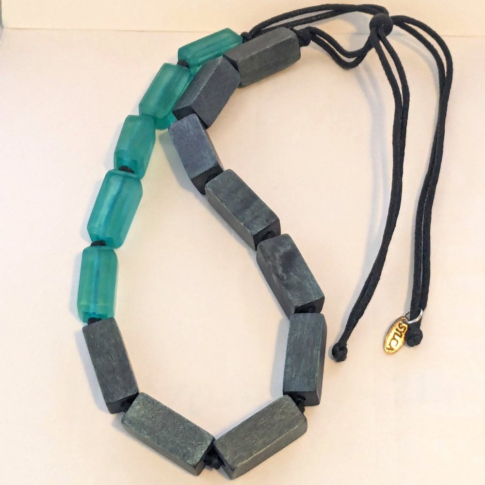 SYLCA Resin Wooden Beaded Corded Adjustable Boho Necklace